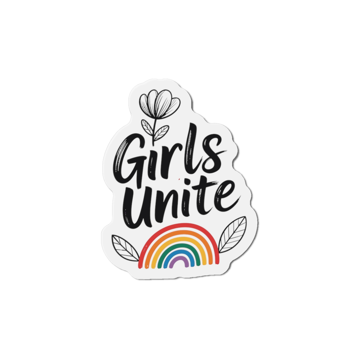 Empowering Girls Unite Slogan With Rainbow Floral Accents Die Cut Magnets - Image 4