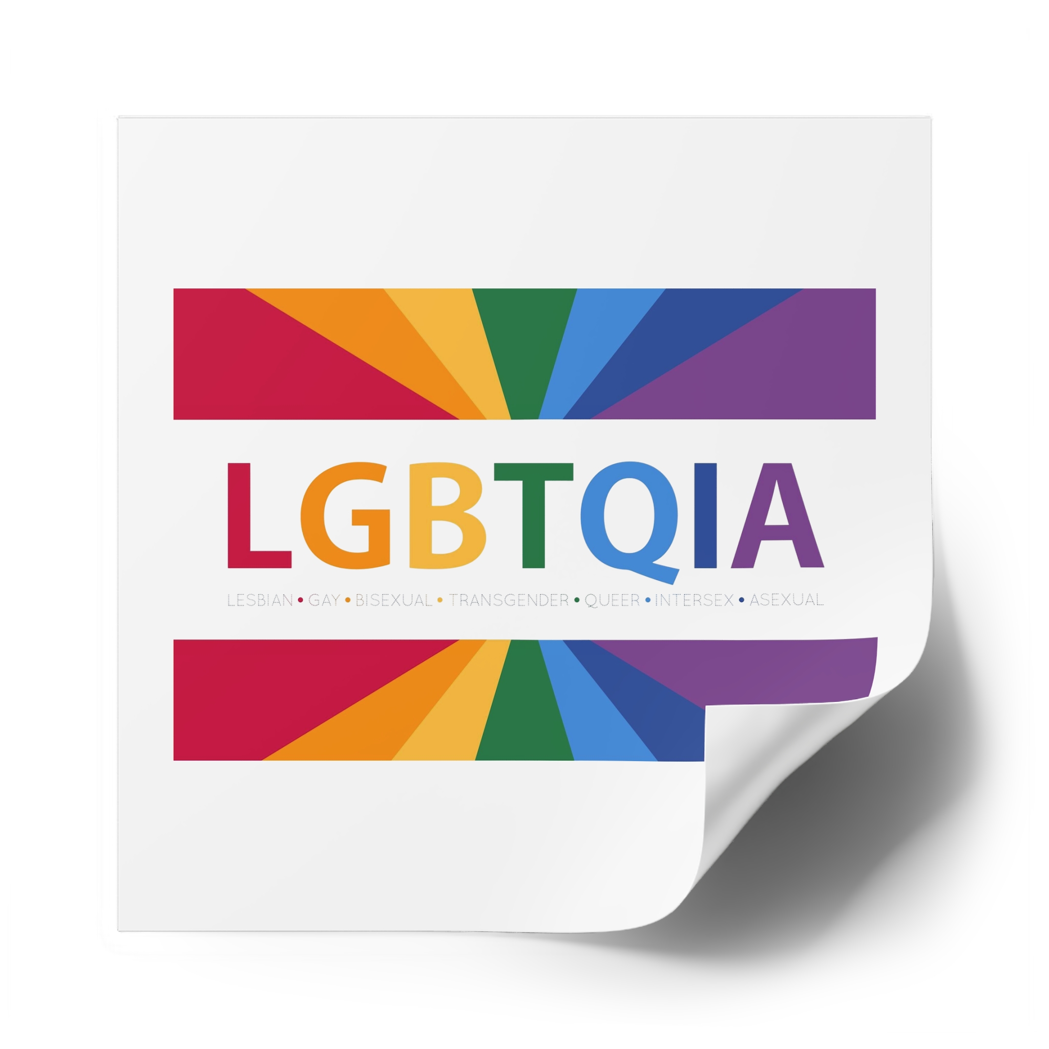 Lgbtqia Text Banner With Rainbow Background Lgbtqia Typography With Lgbt Gay Pride Flag Colours Laminate Stickers Square - Image 58
