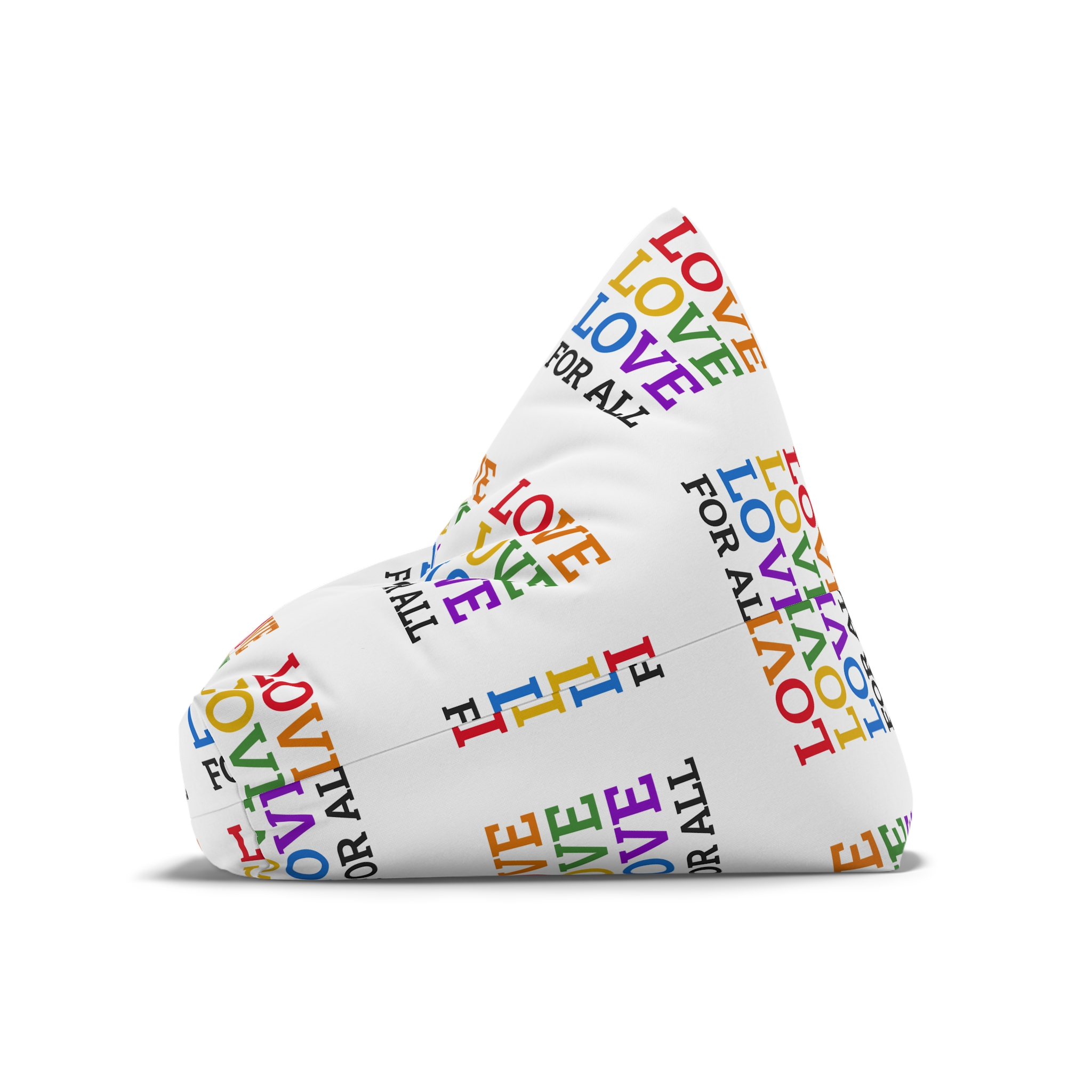 Love All Lgbtq Pride Month Positive Quote Rainbow Color Typographic Art White Background Bean Bag Chair Cover - Image 8
