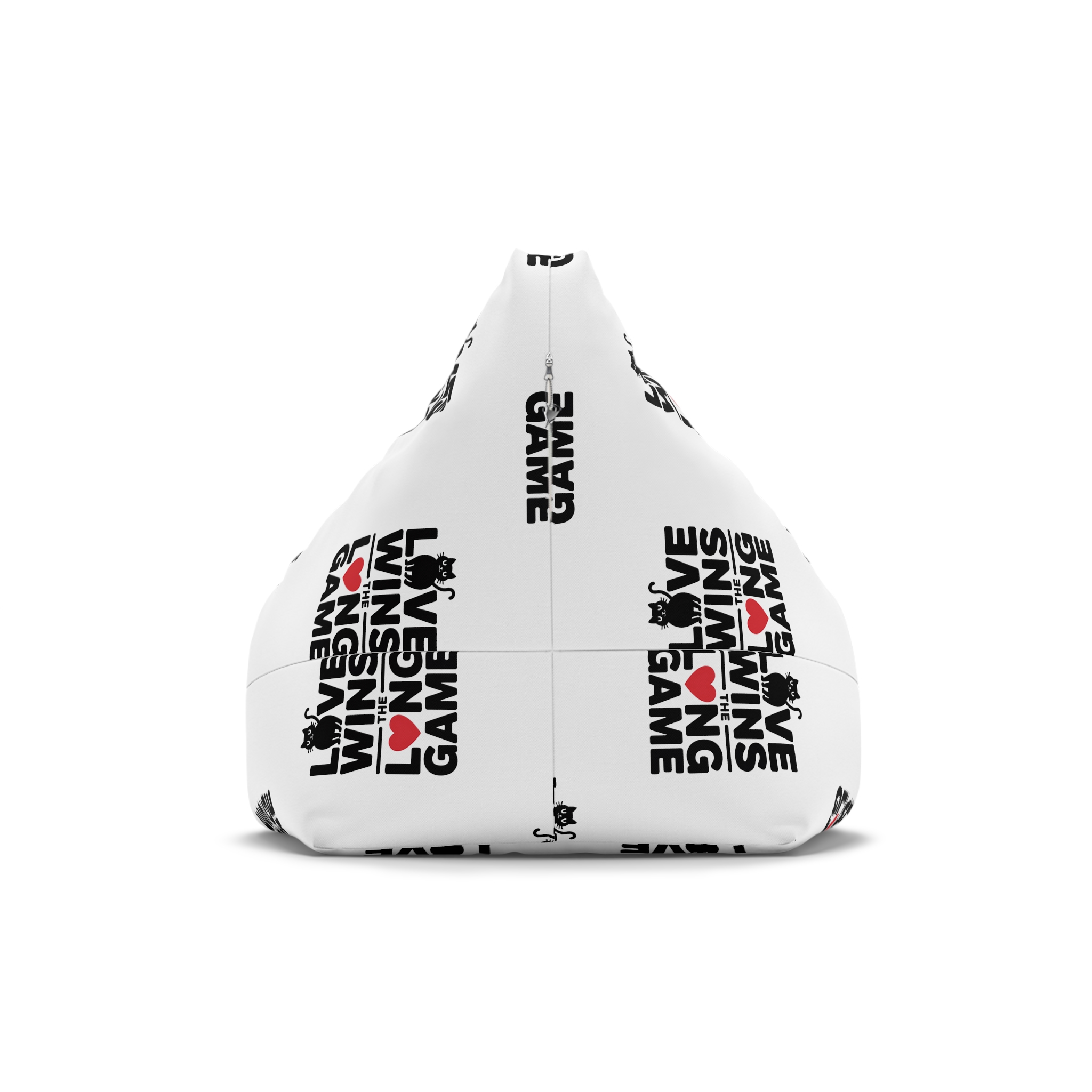Love Wins Long Game With Black Cat Heart Illustration Bean Bag Chair Cover - Image 2