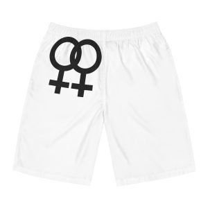 Female Gender Symbols Woman Sign Black Icons Design White Background Lgbt Pride Month Lesbian Mens Board Shorts Aop