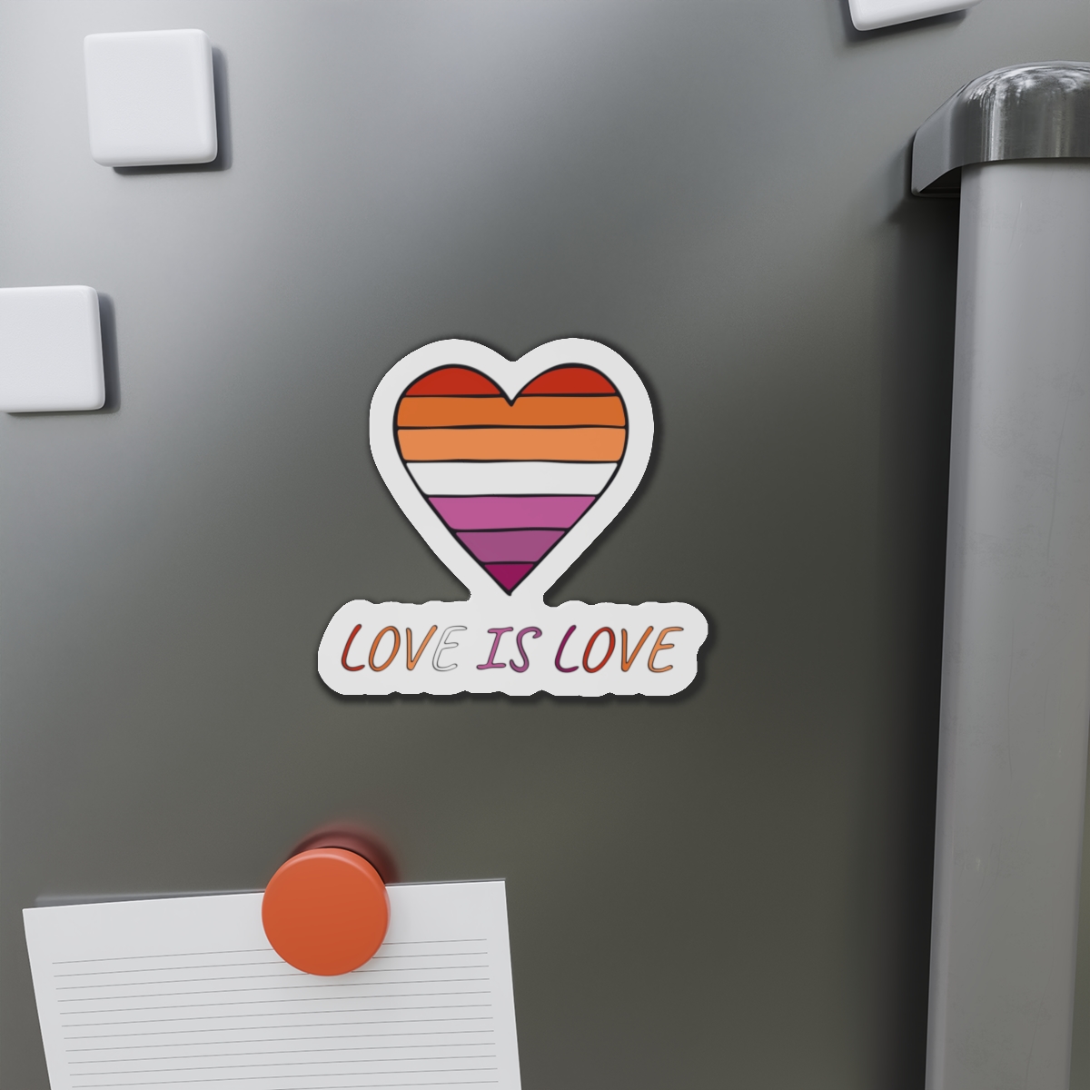 Colorful Heart Shape Lesbian Pride Flag Happy Pride Day Lgbtqia Community Pride Month Vector Hand Drawn Doodle Posters Stickers Logo Cards(1) Die Cut Magnets - Image 11