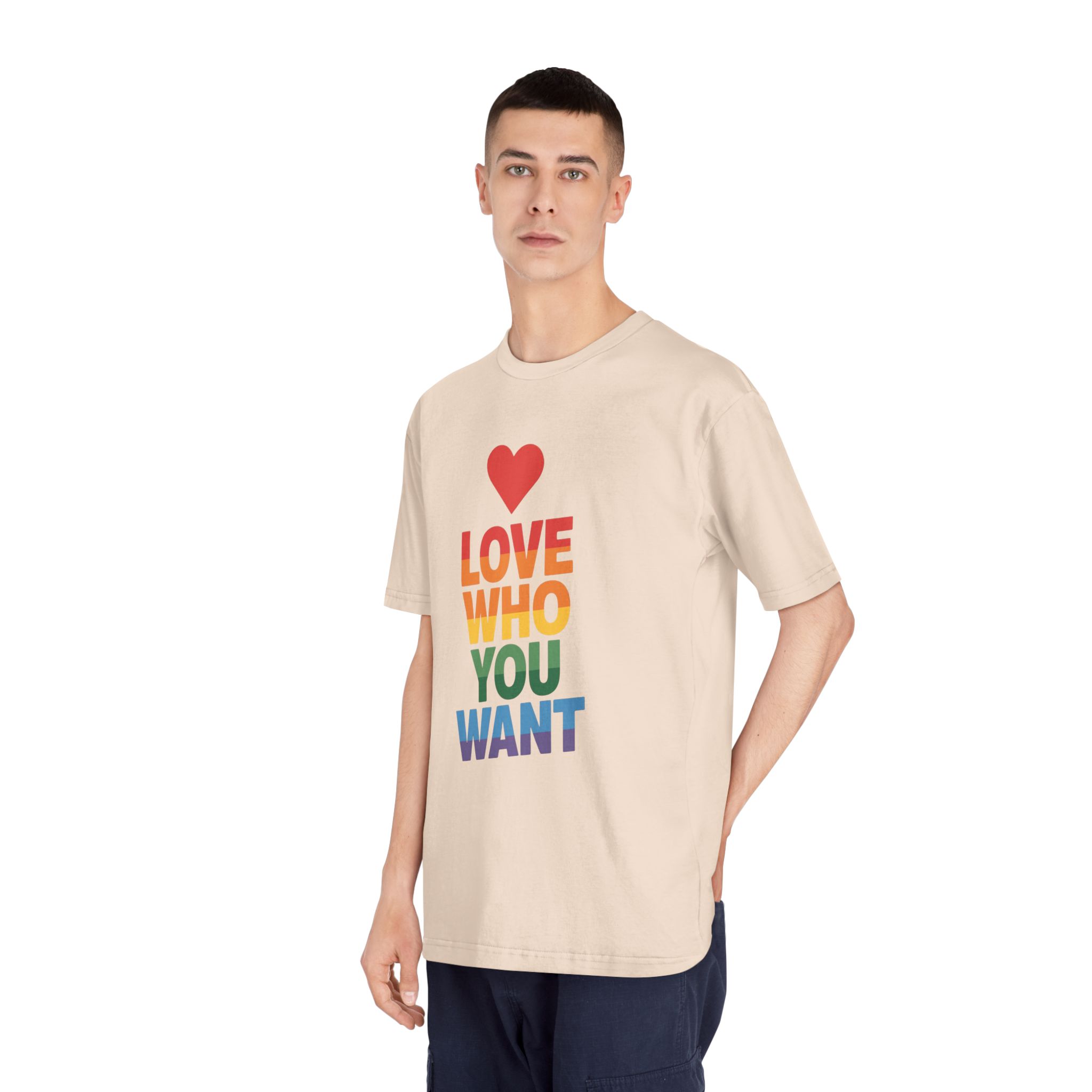 Rainbowcolored Text With Heart Symbol Saying Love Who You Want - Unisex Classic Crewneck T Shirt - Image 12