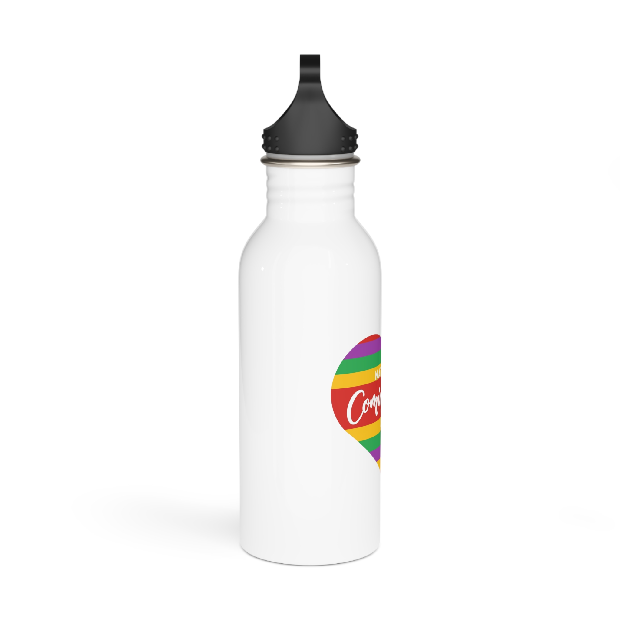 National Coming Out Day Rainbow Heart With Text Pride Lgbtq Stainless Steel Water Bottle - Image 2