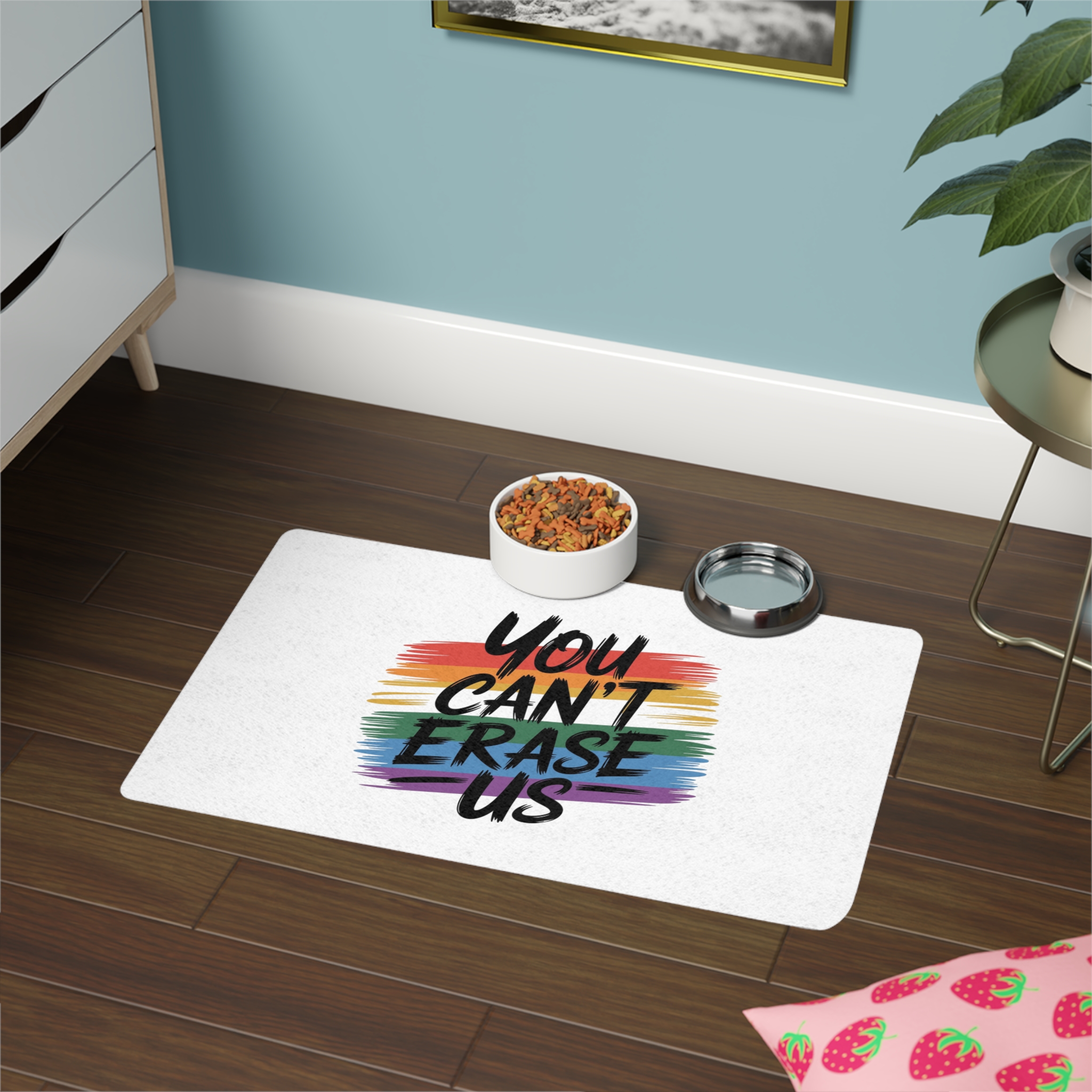 You Cant Erase Us T Shirt Design Isolated White Background Pet Food Mat 12x18 - Image 4