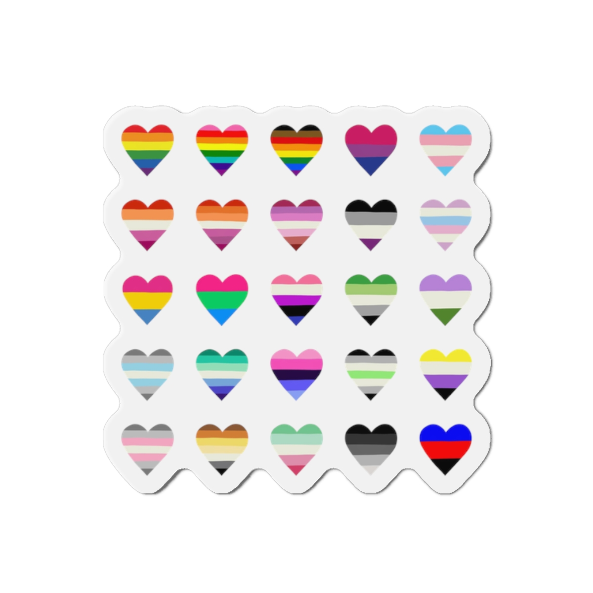 Set Colorful Lgbtq Pride Flag Heart Shape Gender Equality Sexual Identity Pride Flags Collection Lgbtqia Community Pride Month Die Cut Magnets