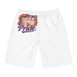Vector Illustration Four Side Profiles Lgbtq Individuals With Vibrant Hair Colors Mens Board Shorts Aop