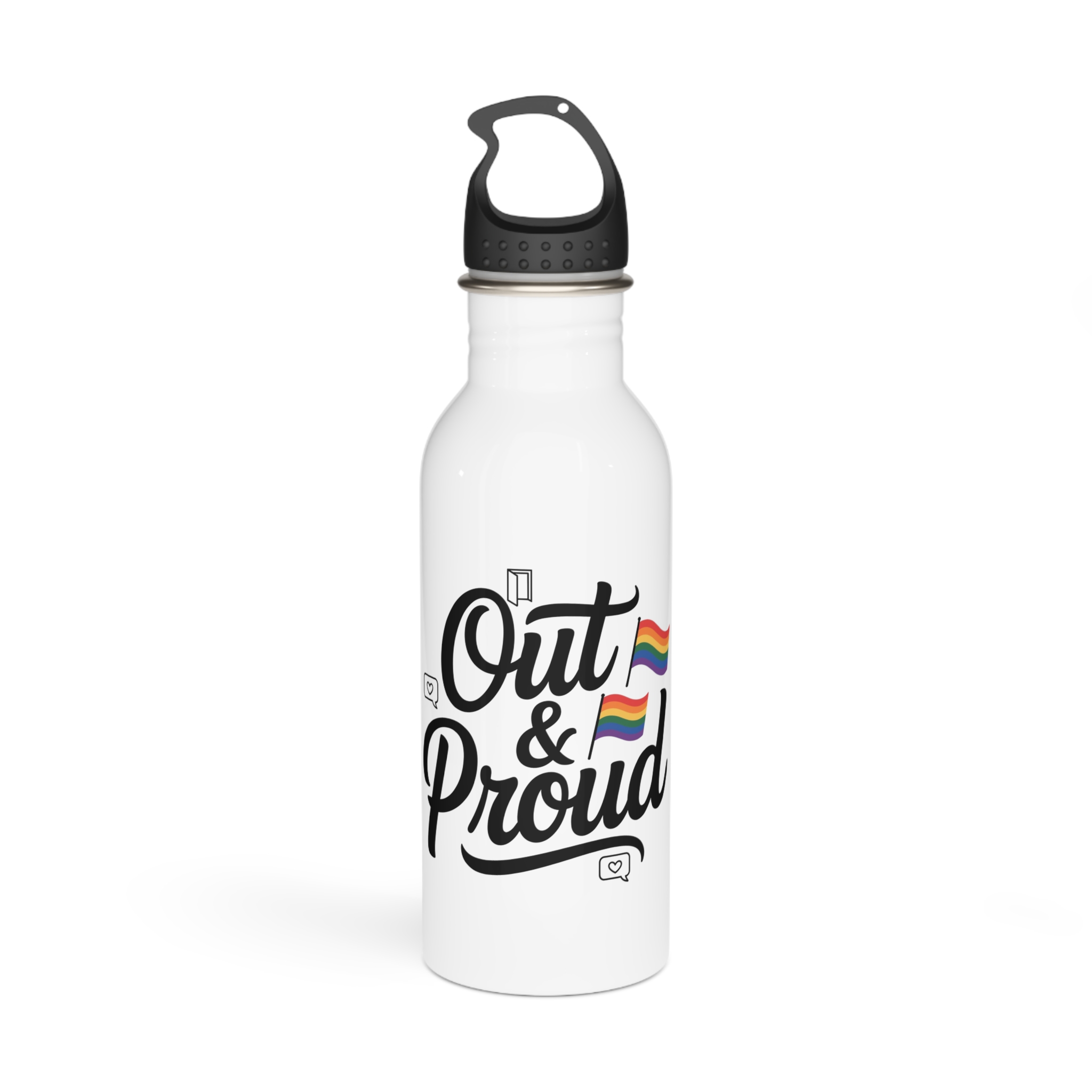 Out Proud T Shirt Design Isolated White Background1 Stainless Steel Water Bottle