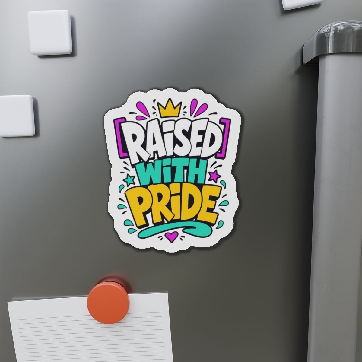 Raised With Pride Text Effect Die Cut Magnets - Image 14