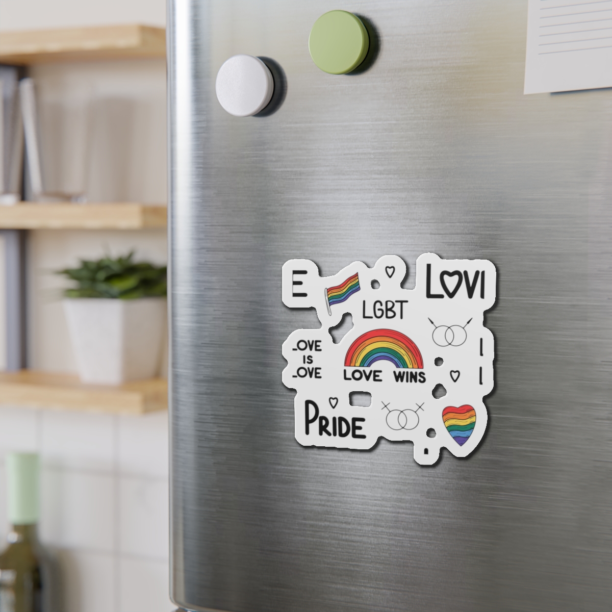 Lgbtq Pride Seamless Illustration Rainbow Hearts Love Symbols Die Cut Magnets - Image 9