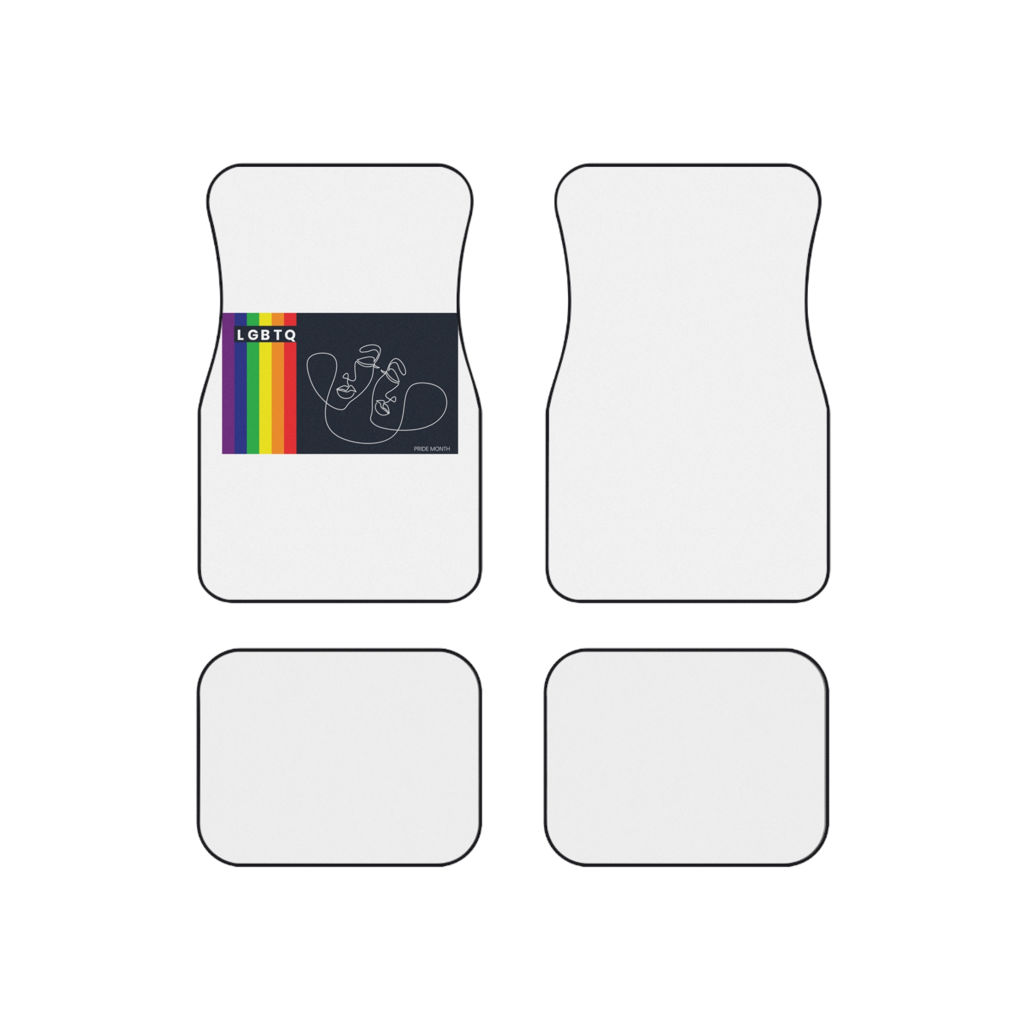 Lgbtq Pride Month Color Flag Dark Background With Female Couple Line Are Vector Illustration Car Mats Set Of 4