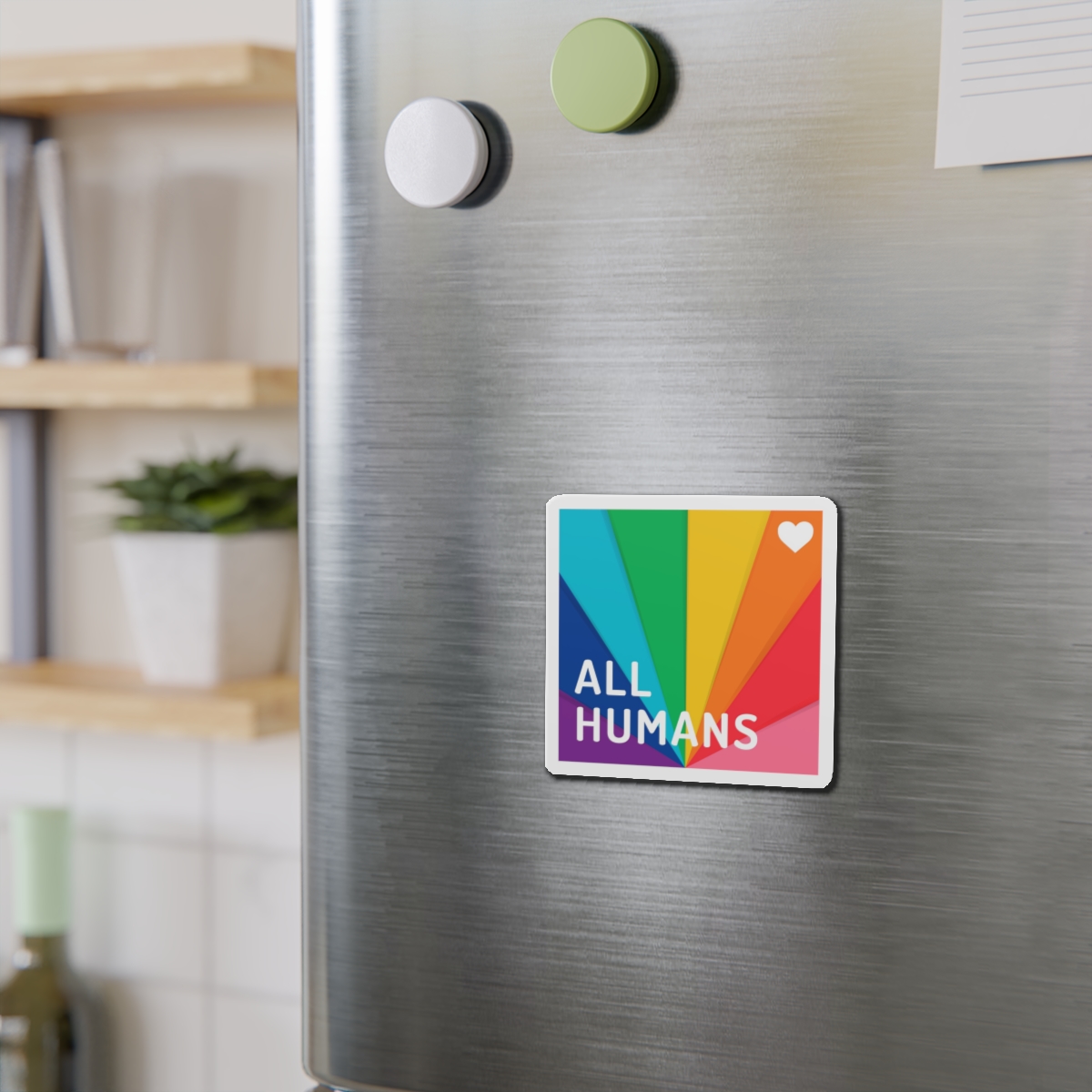 Rainbow Colored Background With All Humans Concept Pride Month Die Cut Magnets - Image 6