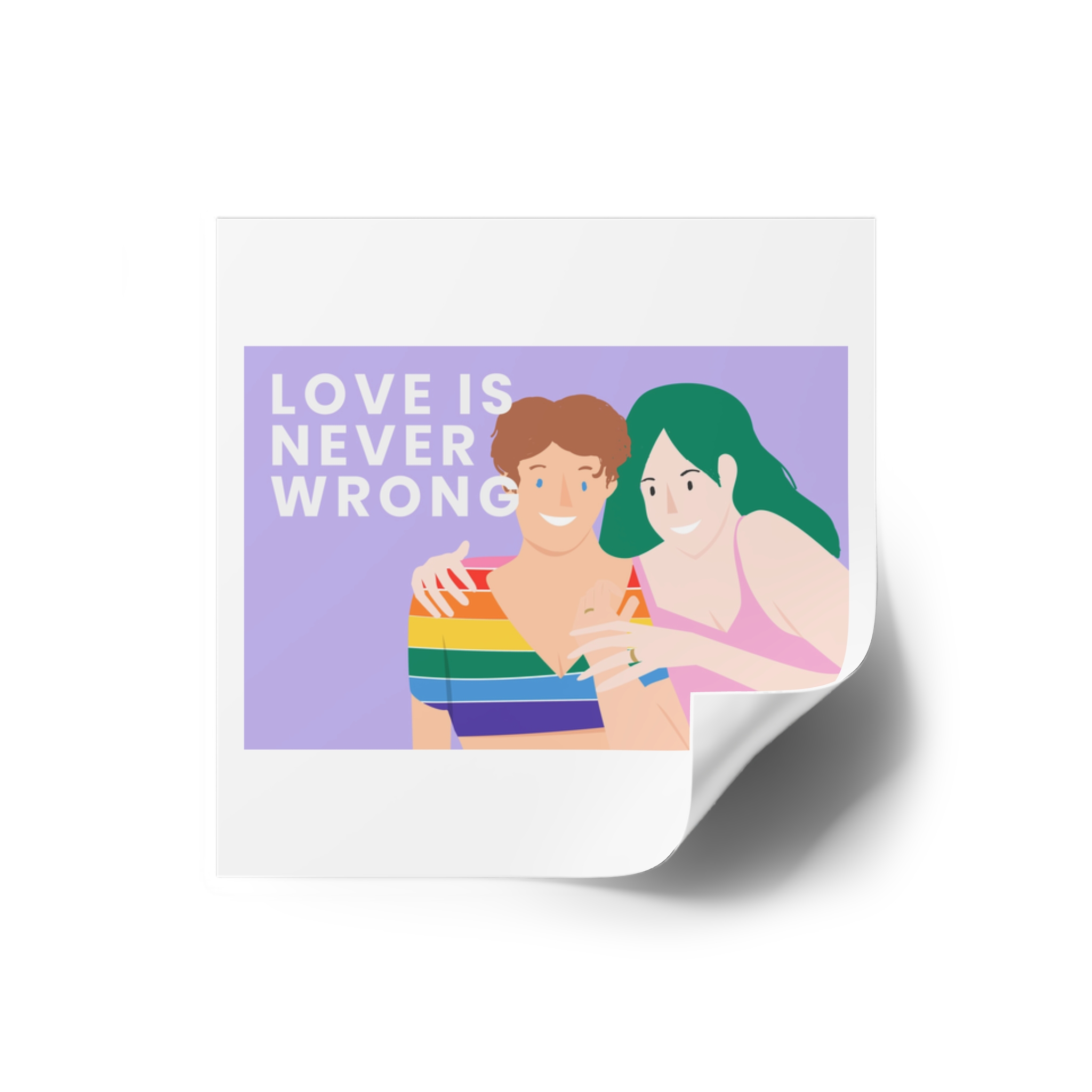 Lgbtq Gay Couple Banner Template Pride Month Laminate Stickers Square - Image 2