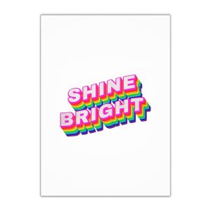 Rainbow Word Shine Bright Typography Design Element Gift Wrapping Paper Sheets 1pc