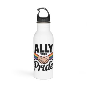 Ally With Pride T Shirt Design Isolated White Background Stainless Steel Water Bottle