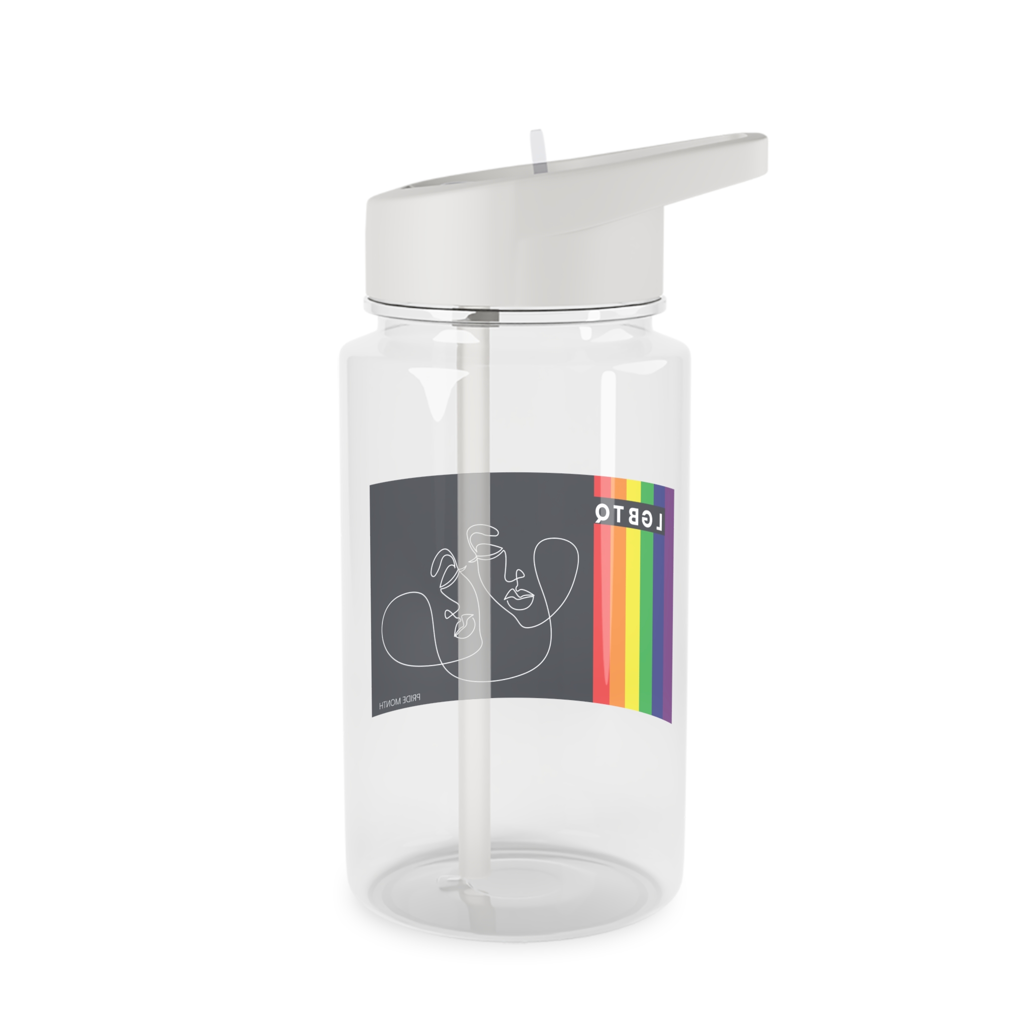 Lgbtq Pride Month Color Flag Dark Background With Female Couple Line Are Vector Illustration Tritan Water Bottle - Image 2