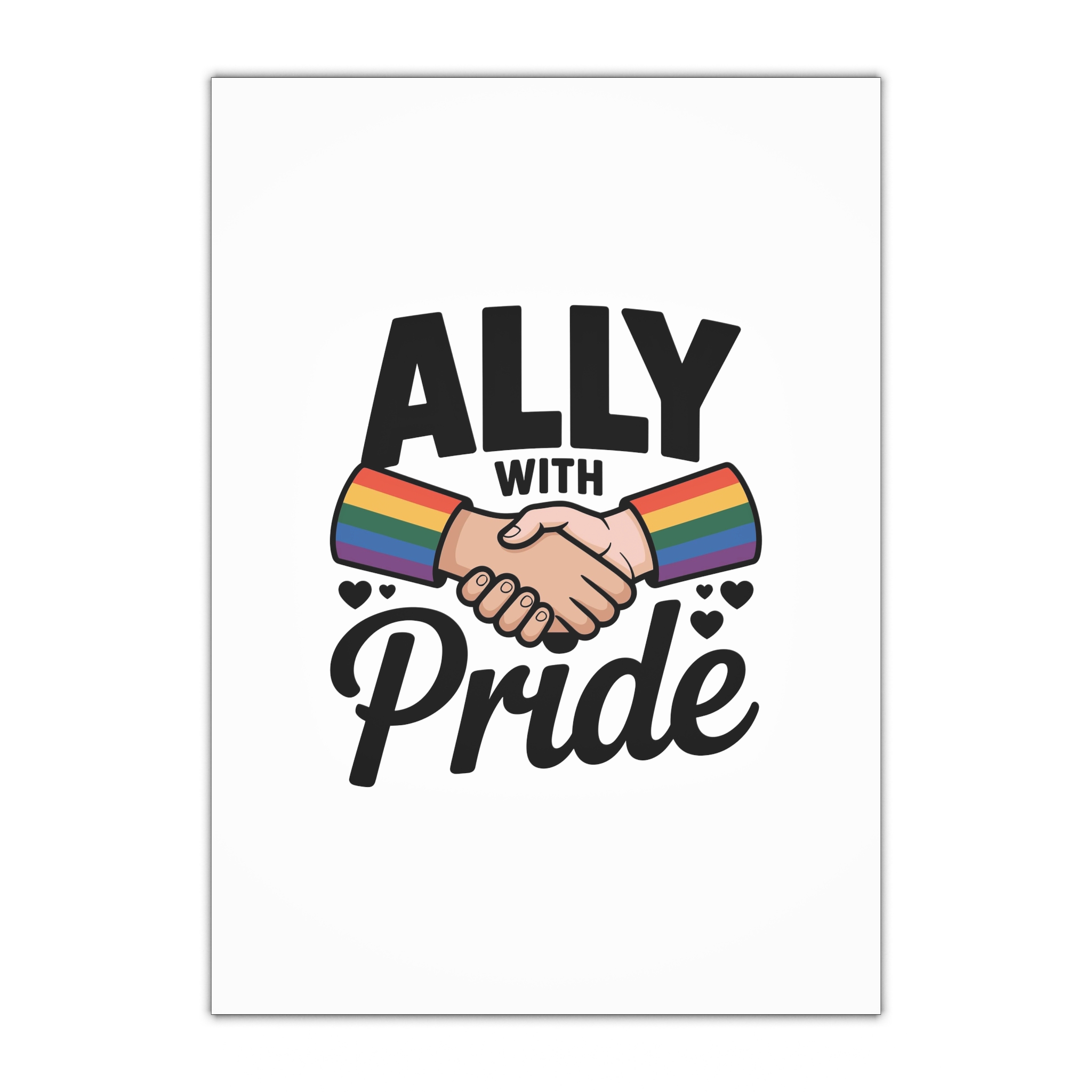 Ally With Pride T Shirt Design Isolated White Background Gift Wrapping Paper Sheets 1pc