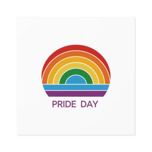 Rainbow Pride Day Celebration Logo With Multicolor Arches Text Lgbtq Support Equality Awareness Laminate Stickers Square