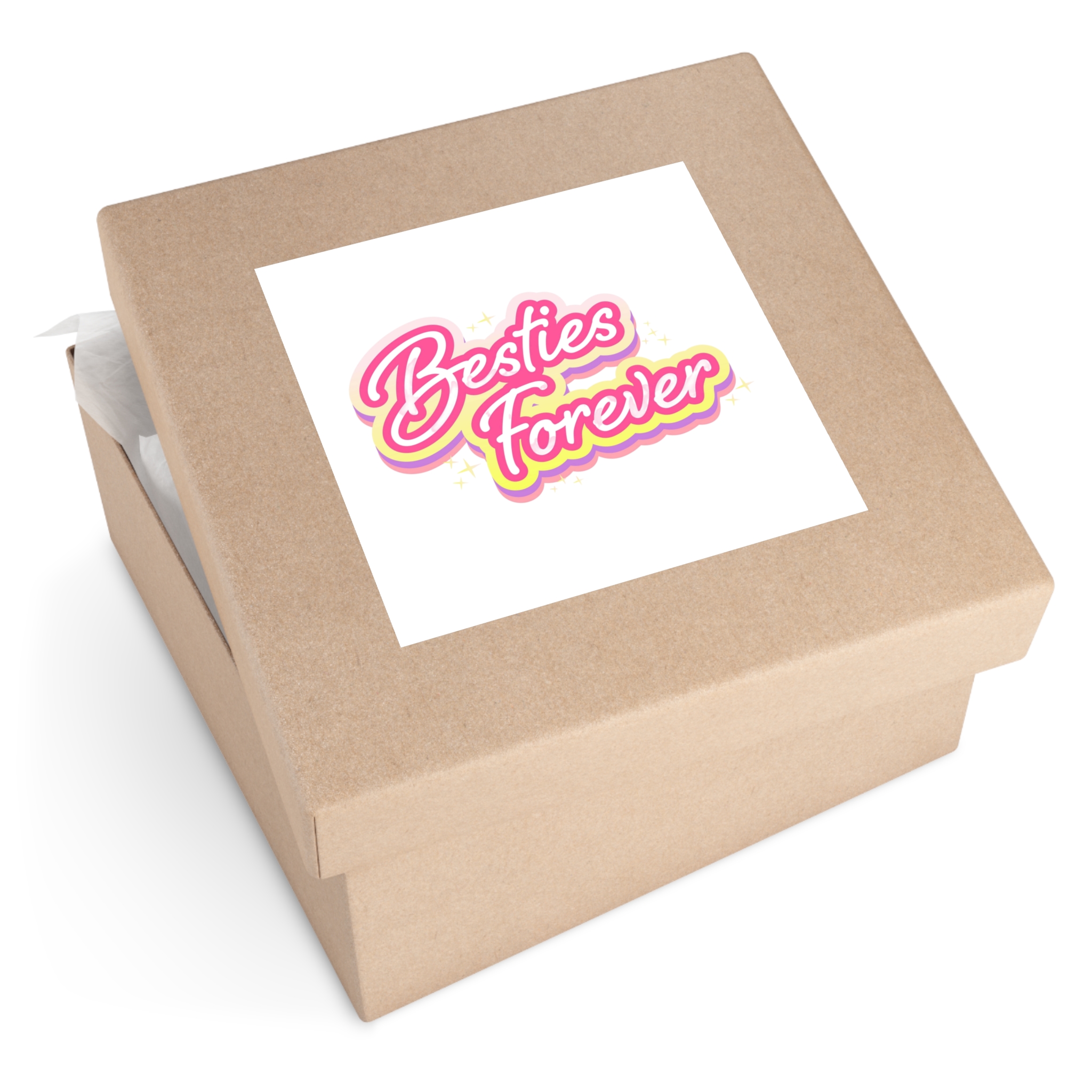 Pink Besties Forever Lettering Logo Laminate Stickers Square - Image 63