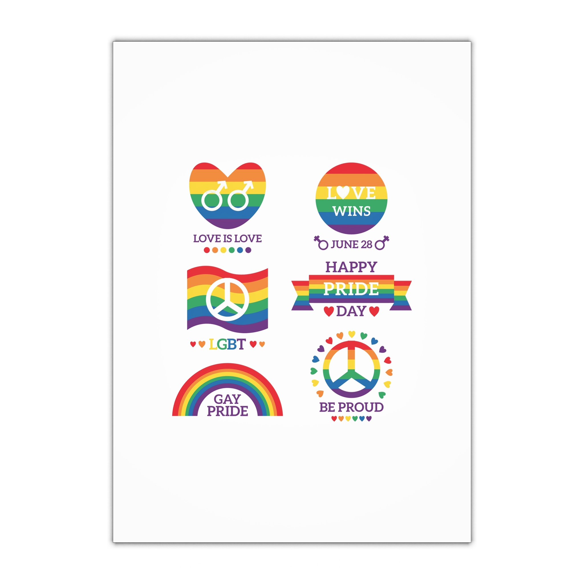Pride Day Badges Illustration Set Gift Wrapping Paper Sheets 1pc
