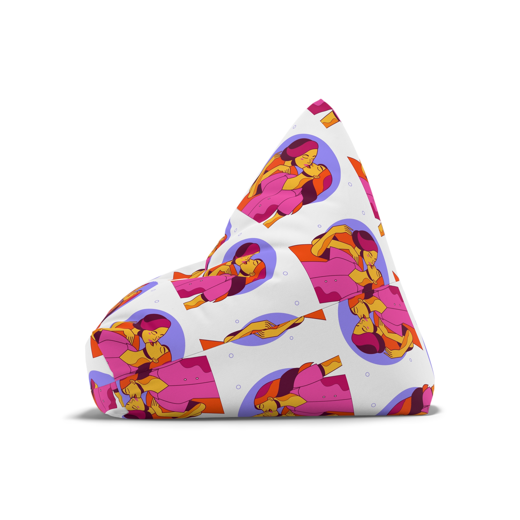 Cartoon Lesbian Kiss Illustration Bean Bag Chair Cover - Image 8
