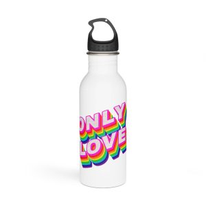 Rainbow Word Only Love Typography Design Element Stainless Steel Water Bottle