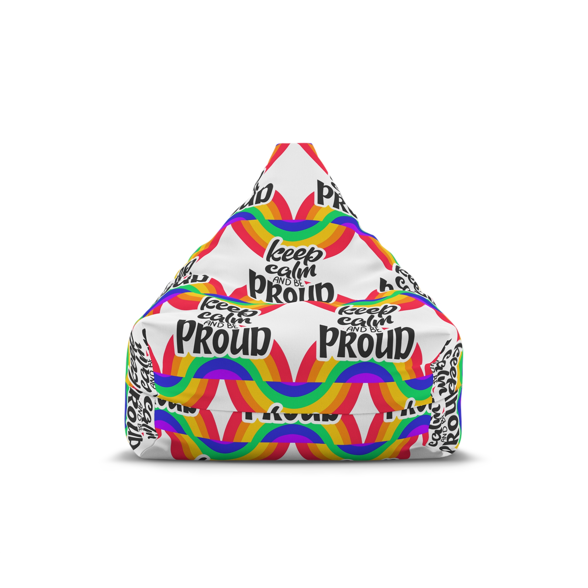Keep Calm Be Proud Lgbt Lettering Quote Pride Poster Concept With Colorful Rainbow Vector Bean Bag Chair Cover