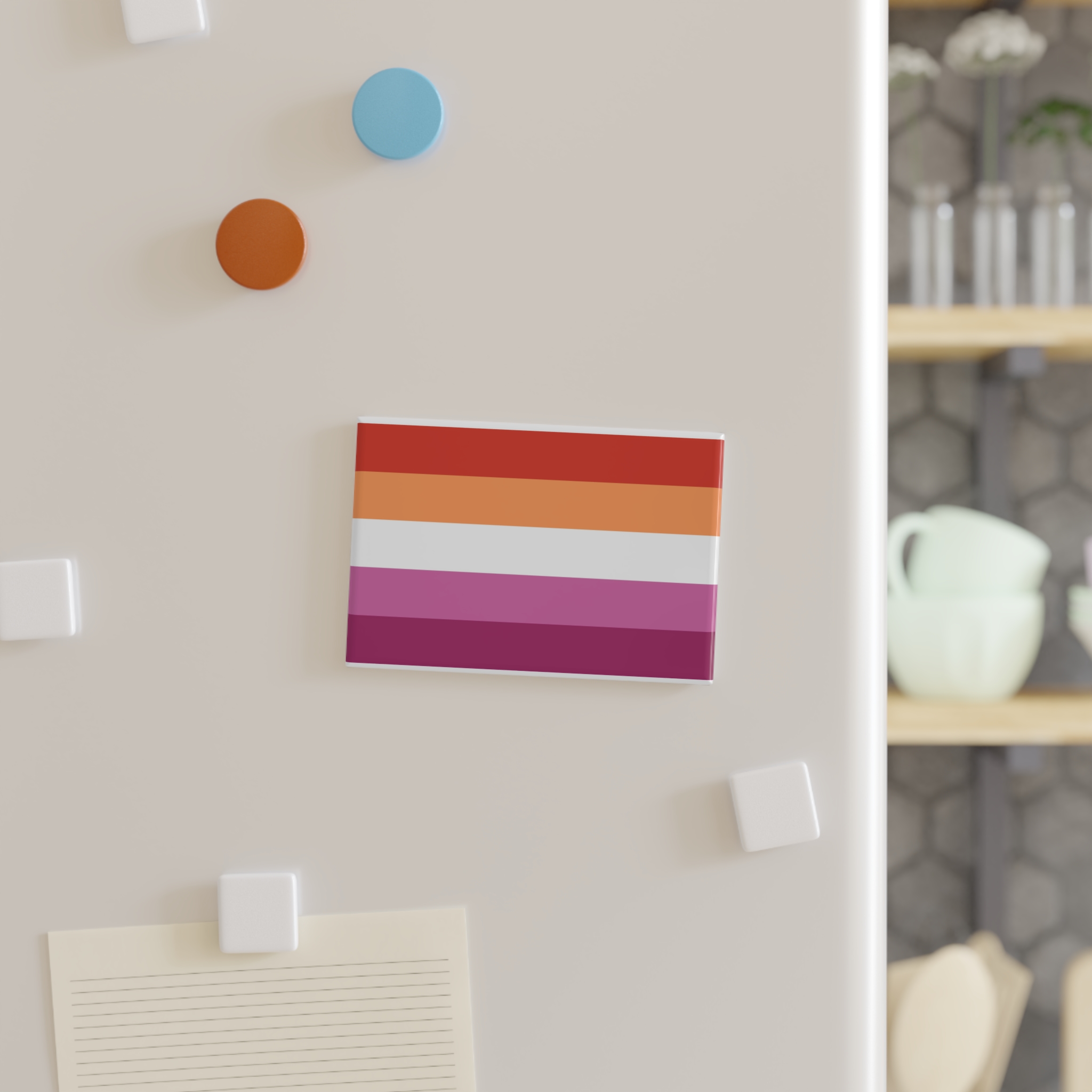 Lesbian Flag Button Magnet Rectangle 1 And 10 Pcs - Image 7