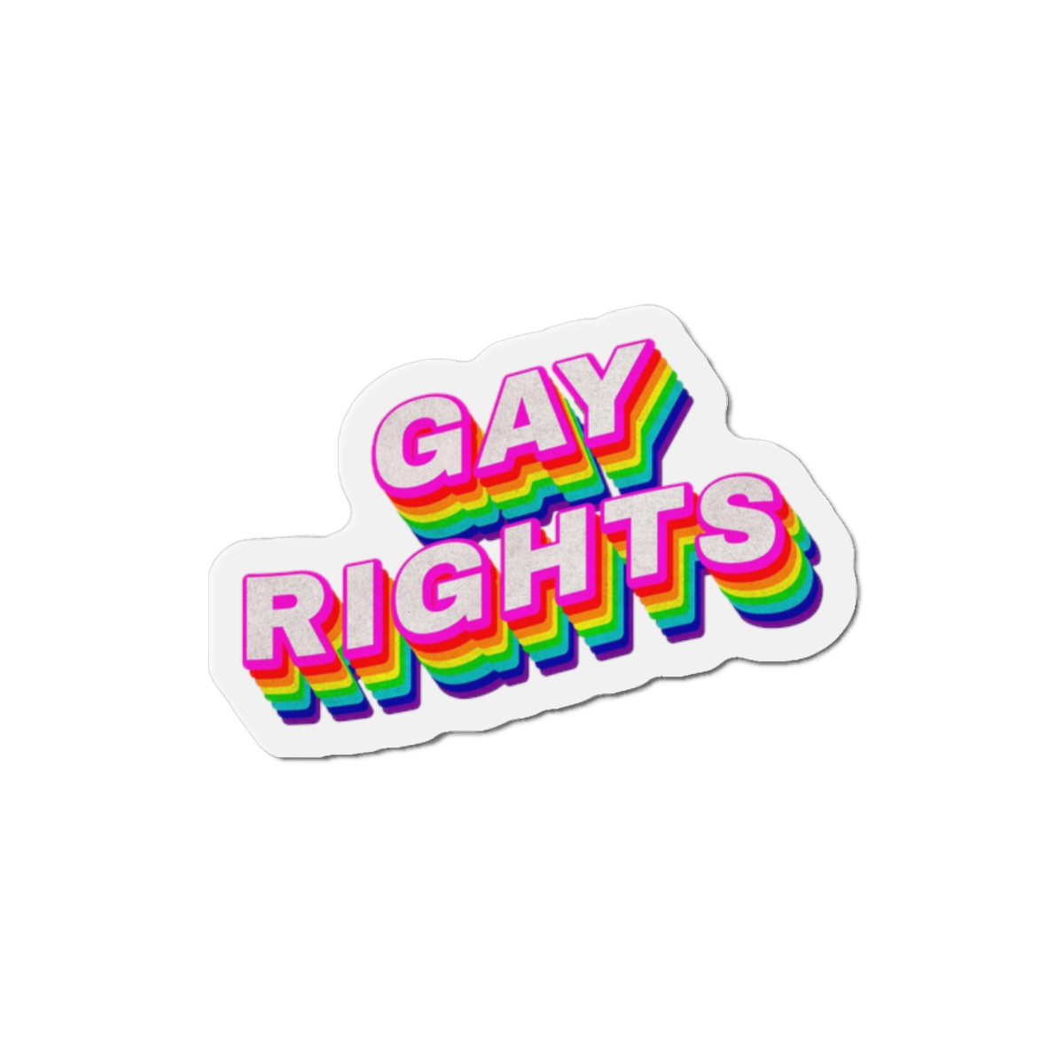 Rainbow Word Gay Rights Typography Design Element Die Cut Magnets