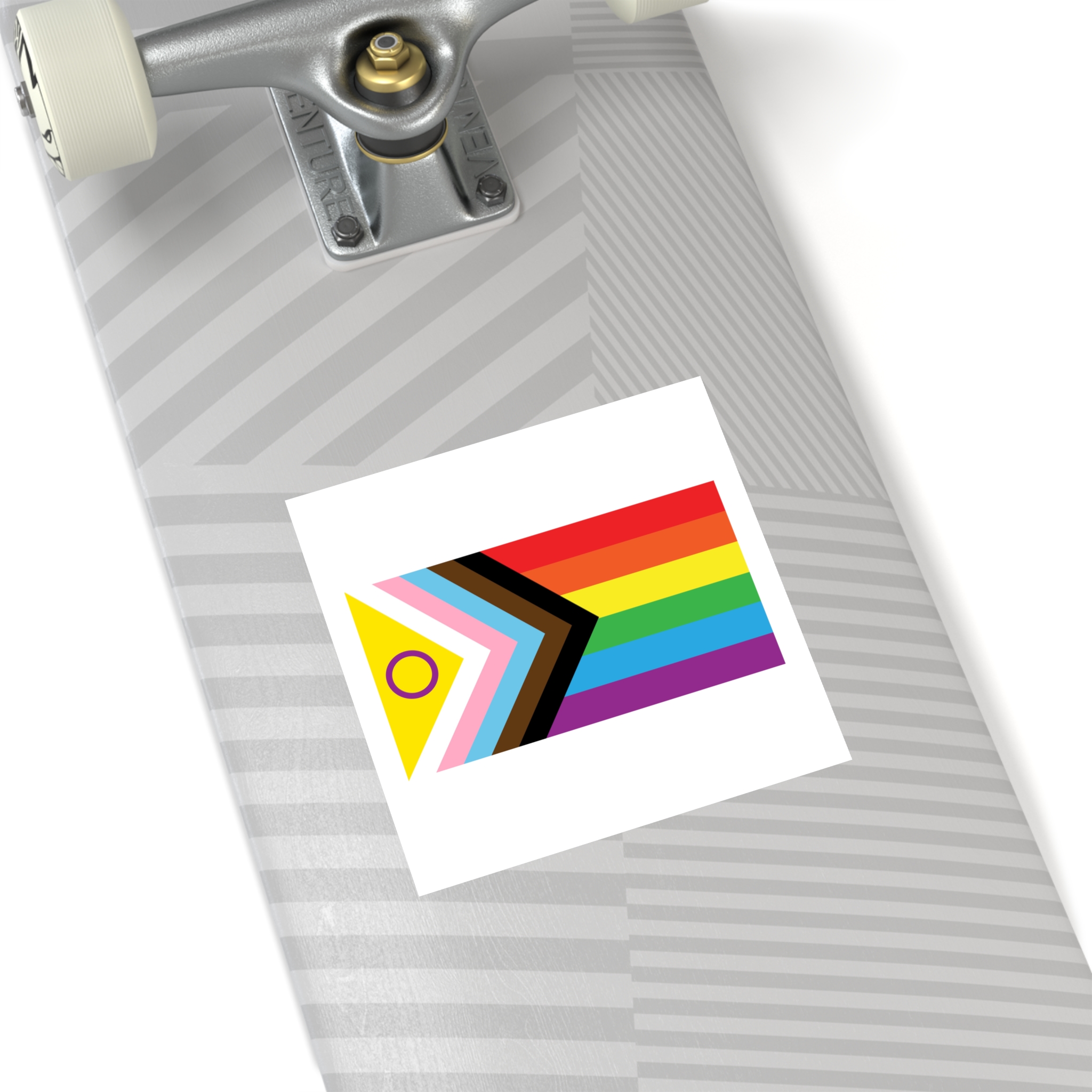 Intersex Inclusive Progress Pride Flag Laminate Stickers Square - Image 44