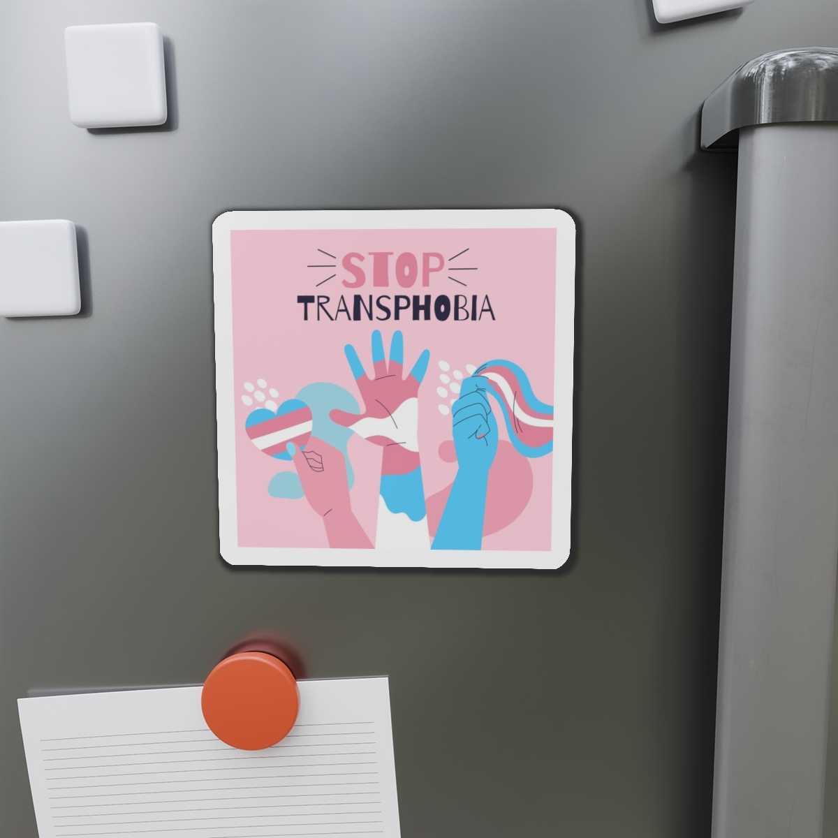Hand Drawn Flat Design Stop Transphobia Concept Die Cut Magnets - Image 11