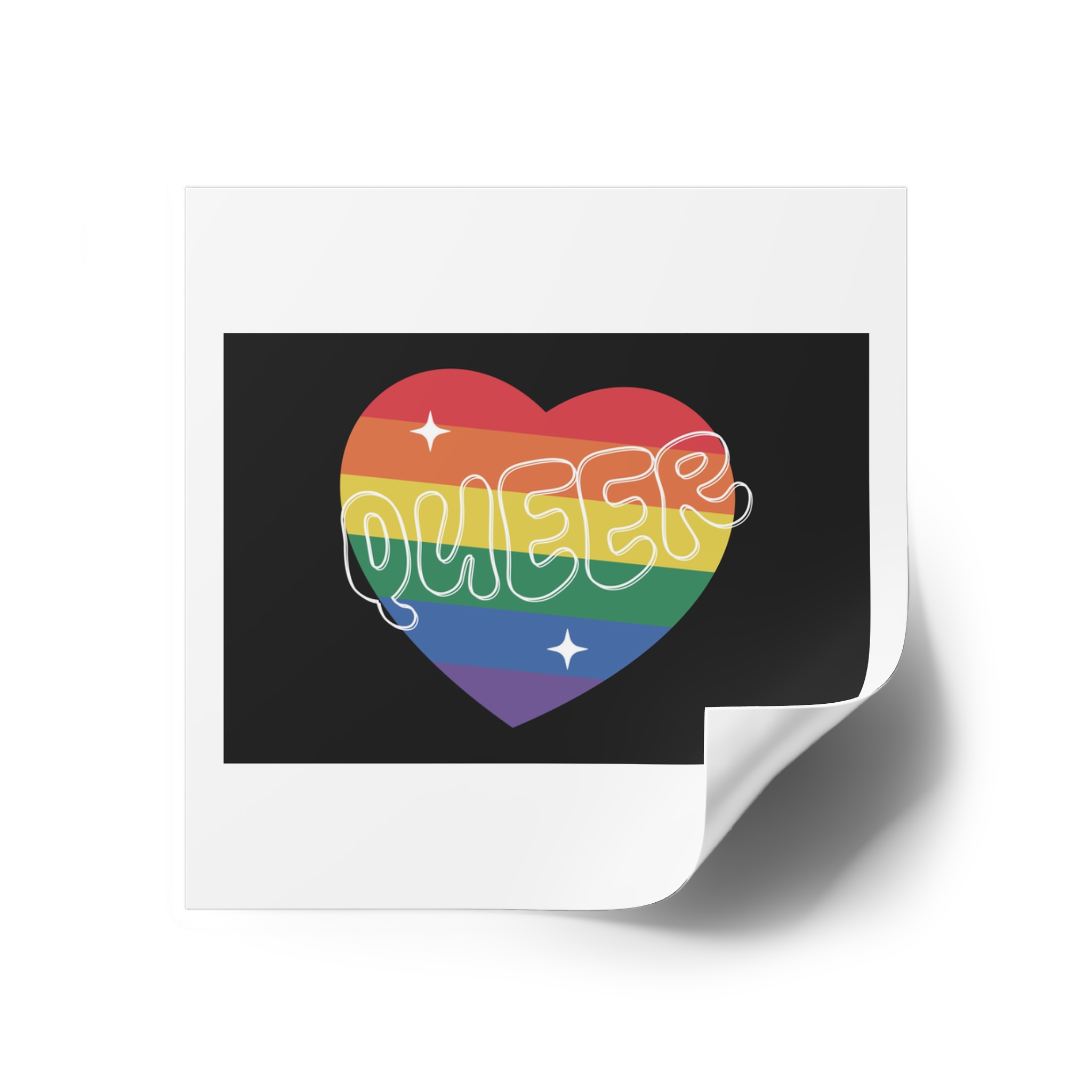 Queer Pride Heart Laminate Stickers Square - Image 26
