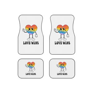Vector Groovy Lgbtq Flag Heart Car Mats Set Of 4