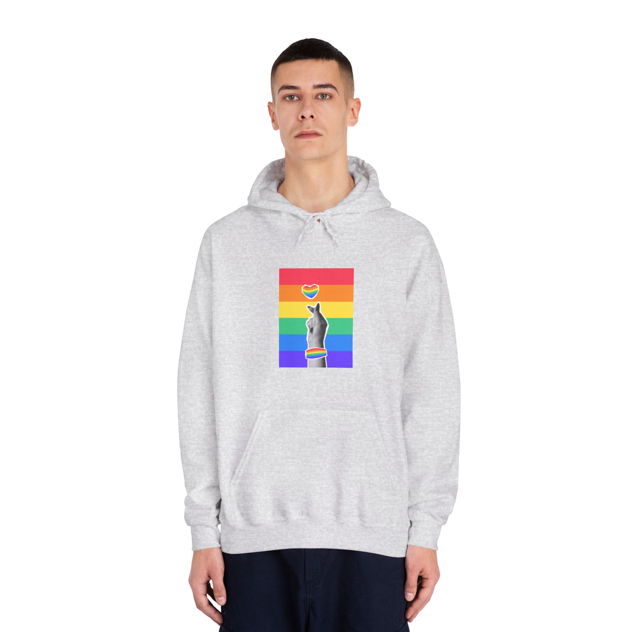 Lgbtq Trendy Retro Collage Halftone Hands Unisex Dryblend Hooded Sweatshirt - Image 7