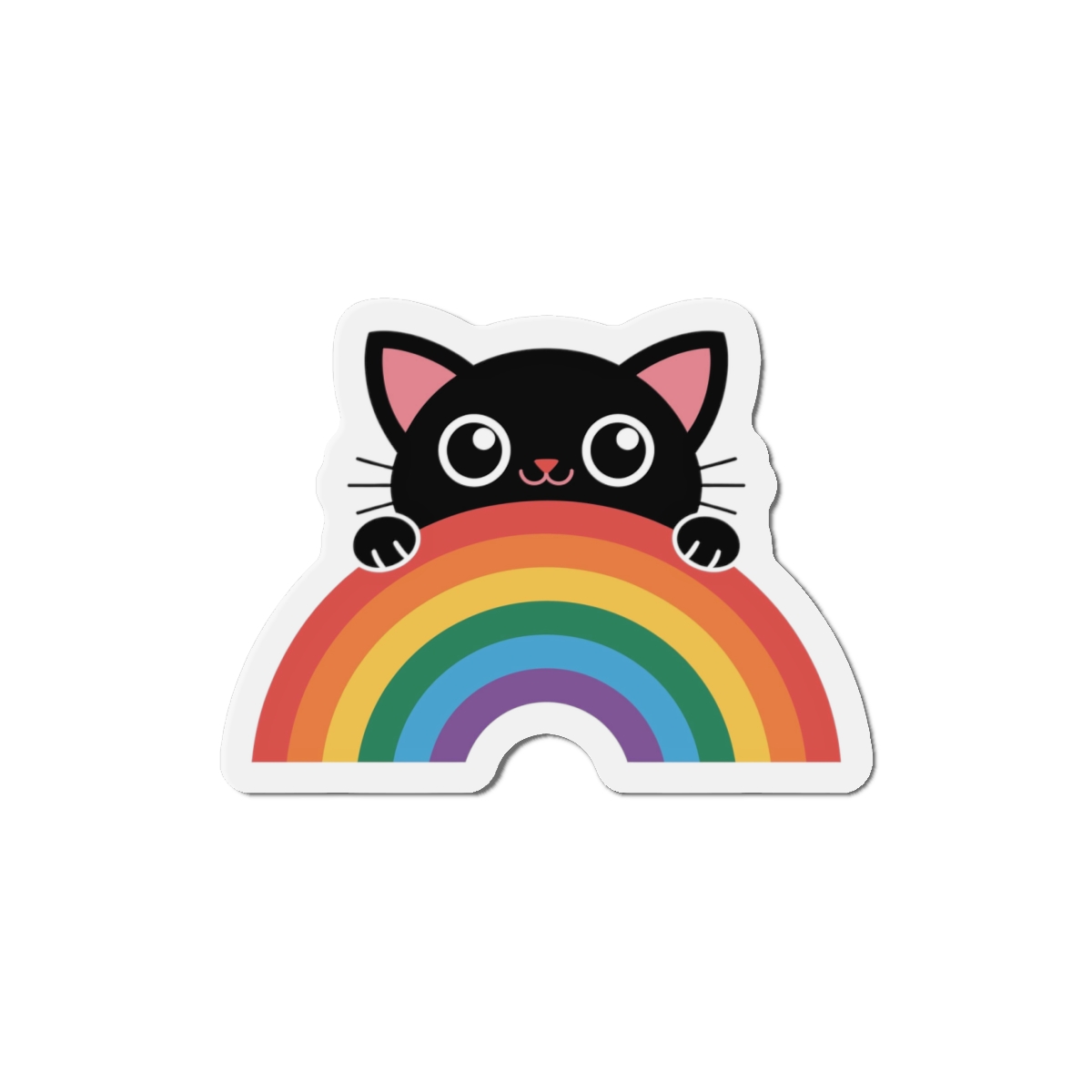 Black Cat With Rainbow Icon Pride Pet Design Vector Illustration Die Cut Magnets - Image 7