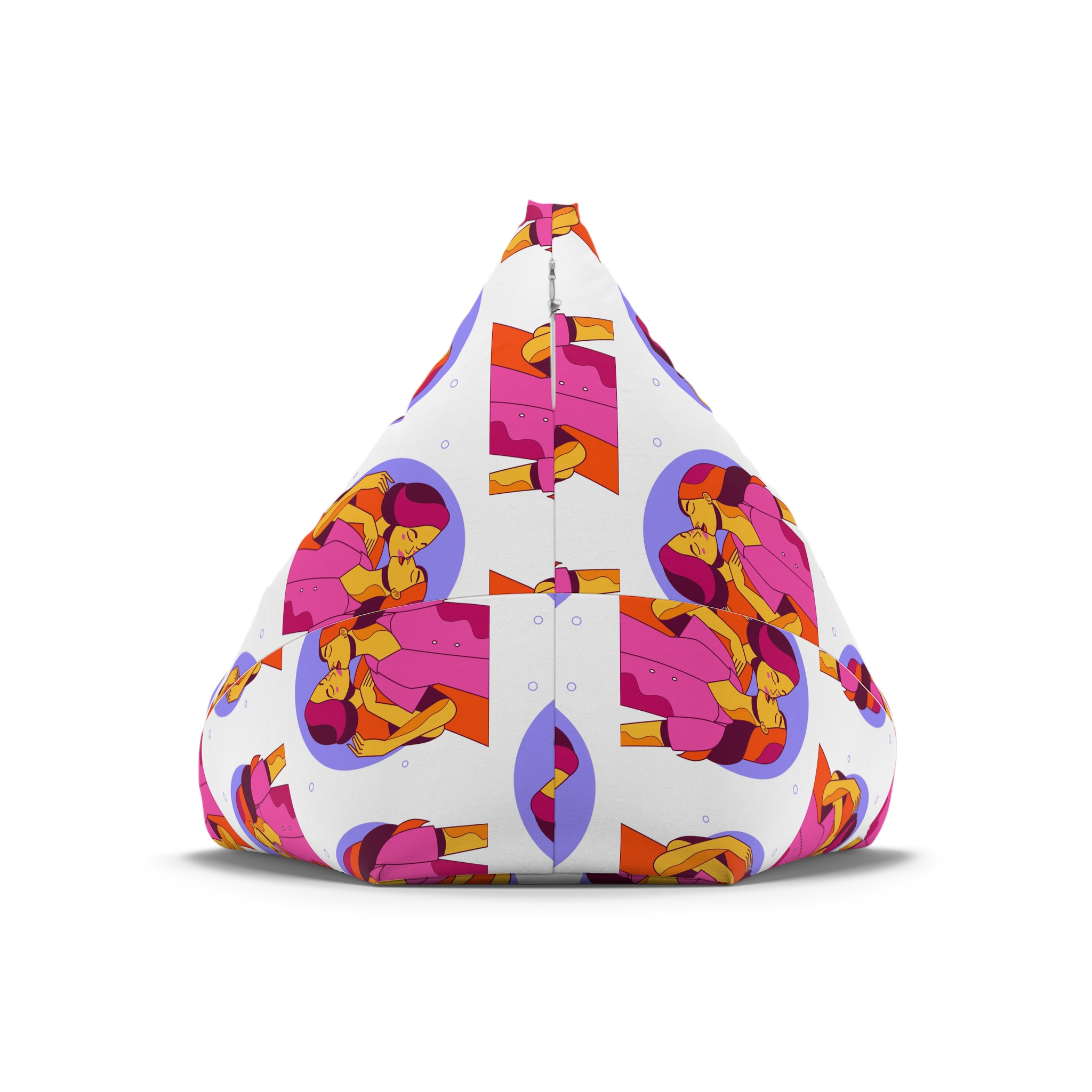 Cartoon Lesbian Kiss Illustration Bean Bag Chair Cover - Image 6