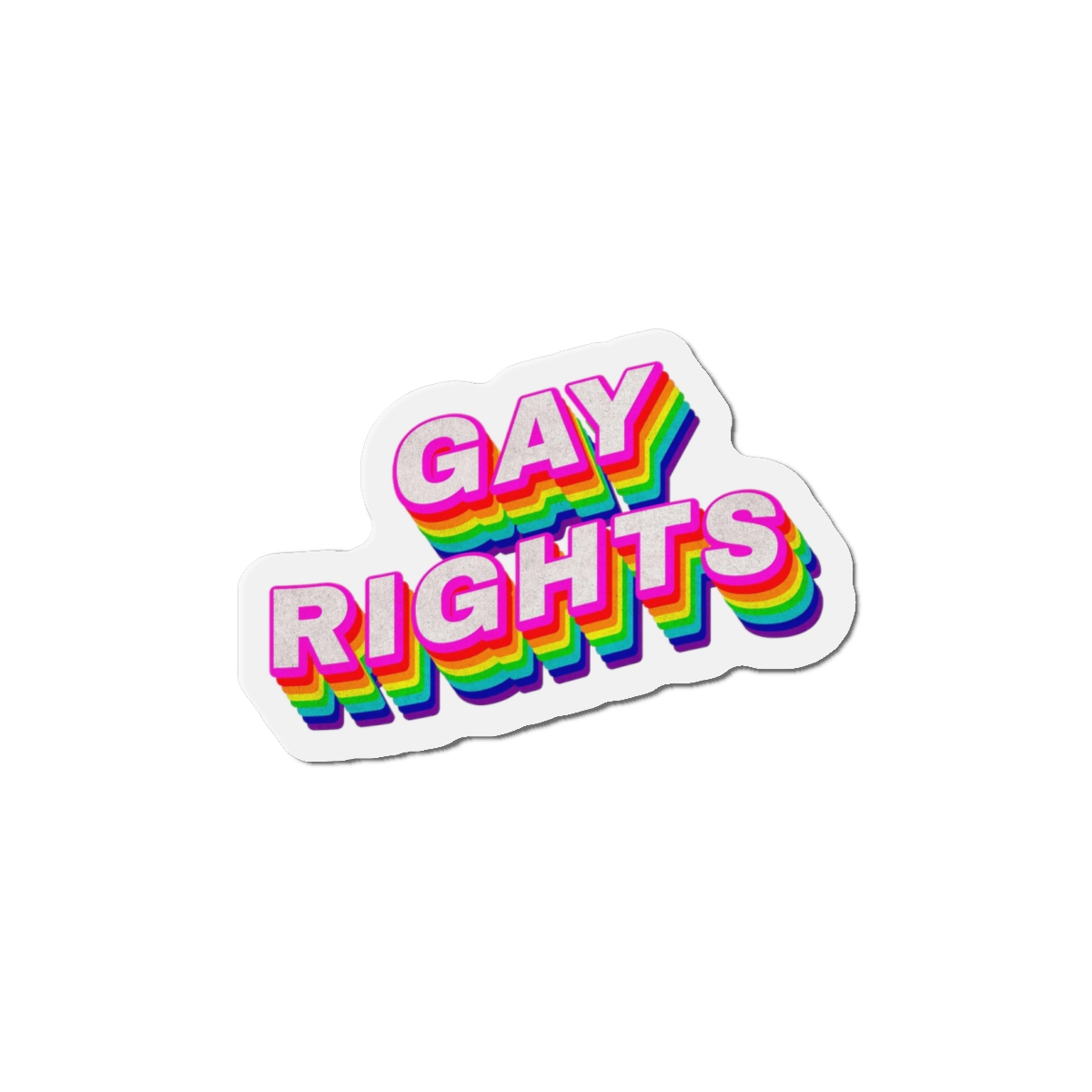 Rainbow Word Gay Rights Typography Design Element Die Cut Magnets - Image 7