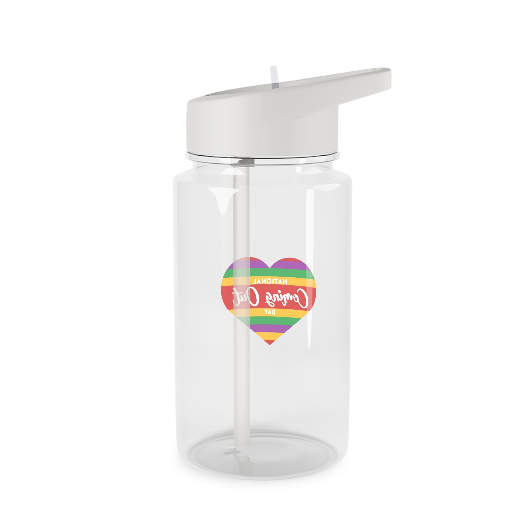 National Coming Out Day Rainbow Heart With Text Pride Lgbtq Tritan Water Bottle - Image 2
