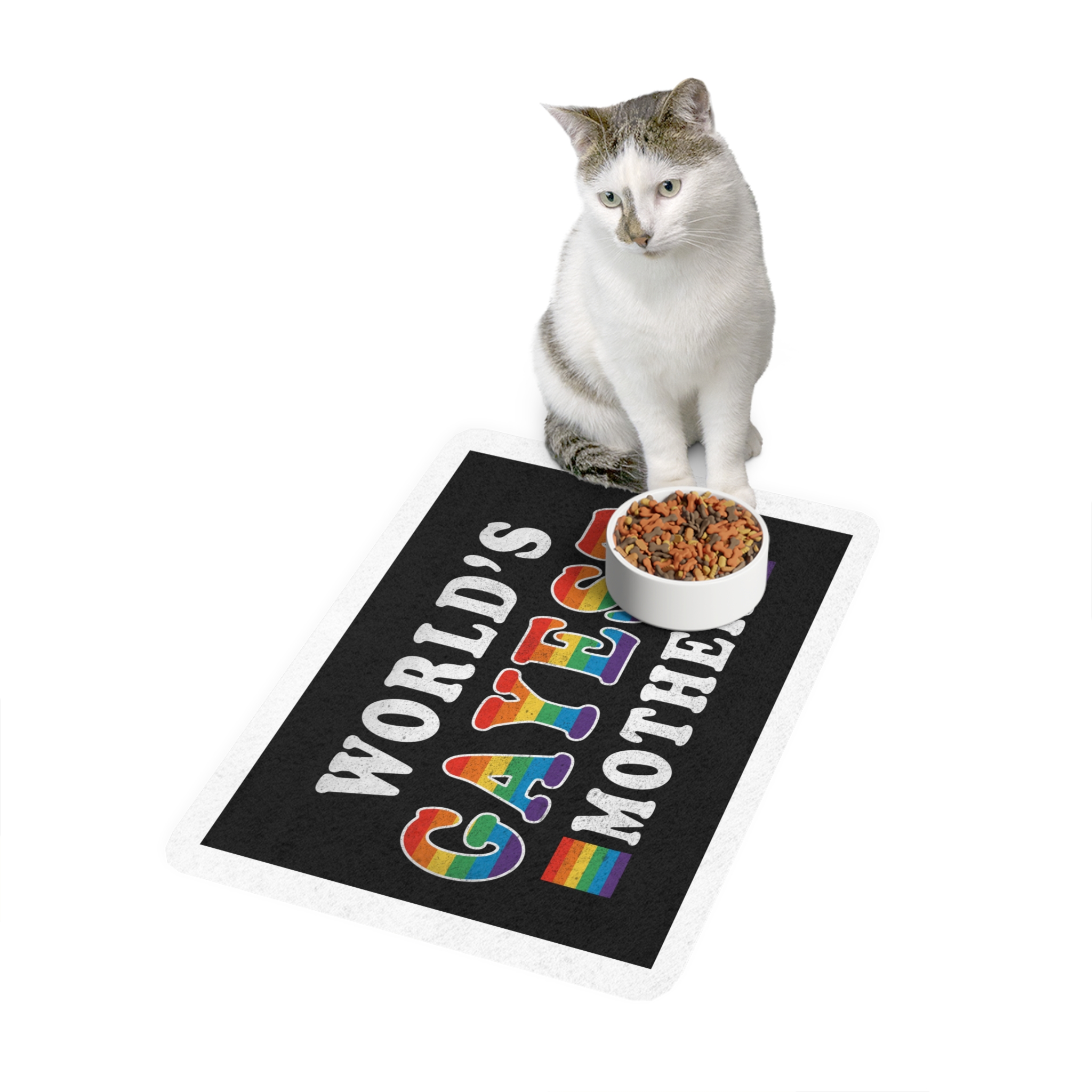 Mother Day Pride Rainbow Typography Vector Premium T Shirt(1) Pet Food Mat 12x18 - Image 3