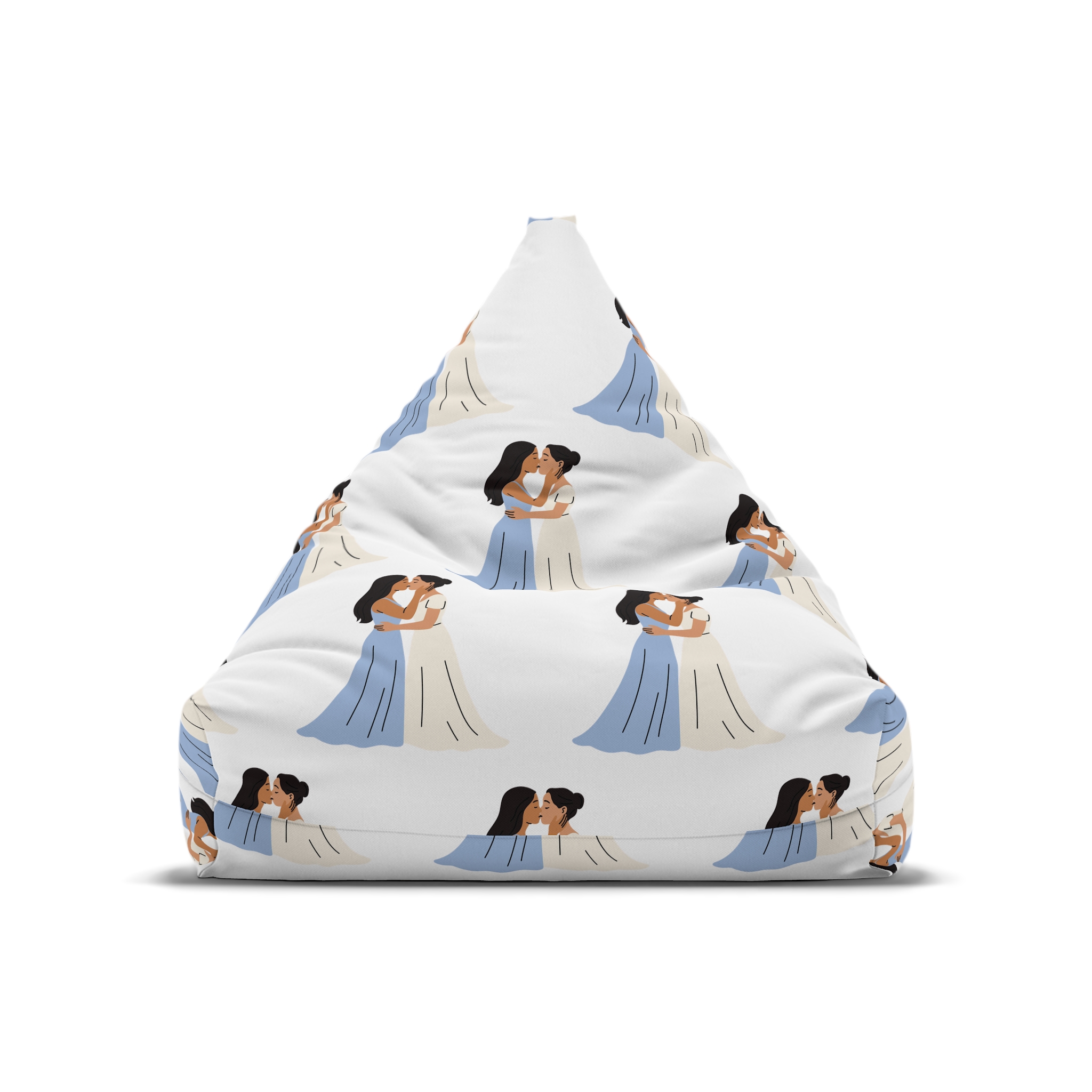 Romantic Lesbian Couple Kissing Wedding Dresses Bean Bag Chair Cover - Image 5