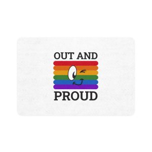 Out Proud Lgbtq Pride Month Quote Book Lover Rainbow Flag Hand Drawn Art White Background Pet Food Mat 12x18