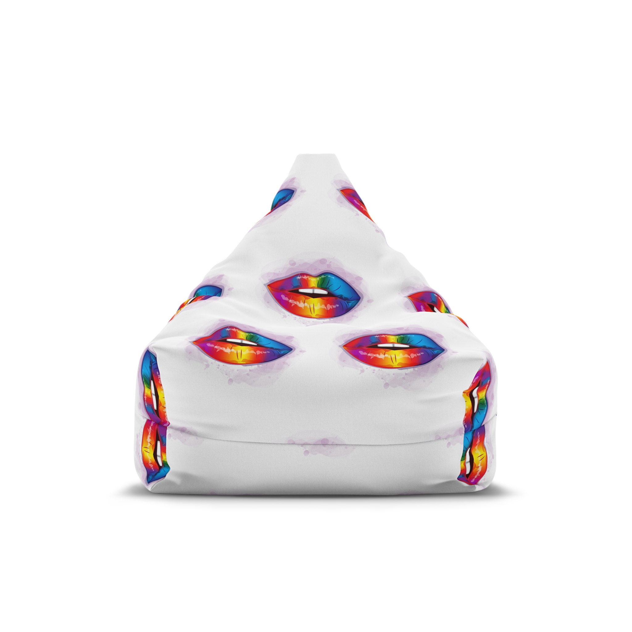Rainbow Lips Lgbt Beautiful Fashionable Realistic Realistic Watercolor Style Print Vector Bean Bag Chair Cover