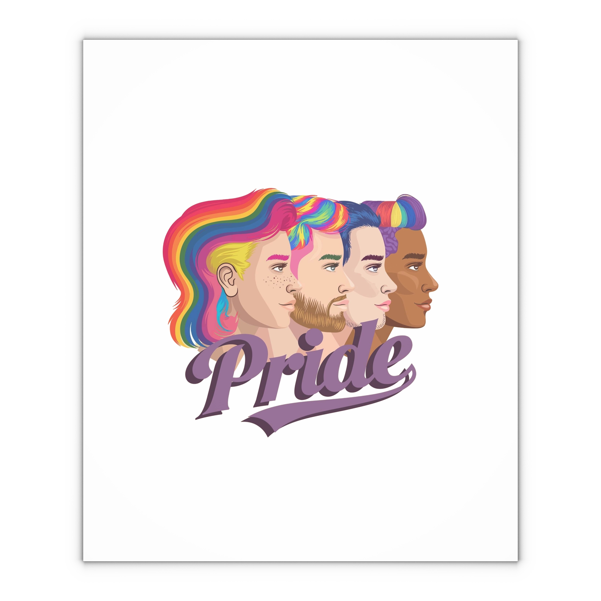 Vector Illustration Four Side Profiles Lgbtq Individuals With Vibrant Hair Colors Gift Wrapping Paper Sheets 1pc - Image 4