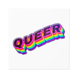 Queer Png Word Rainbow Typography Laminate Stickers Square