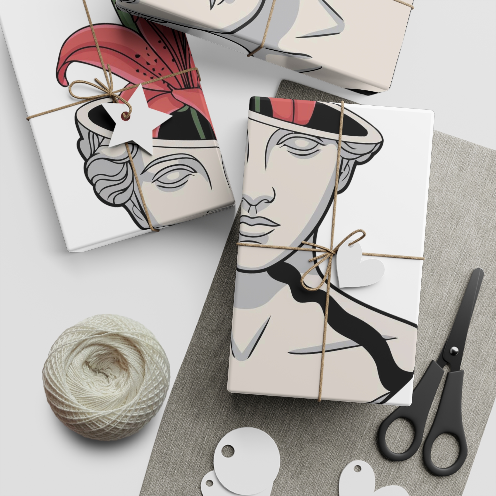 Yuri Broken Bust With Blooming Lily Gift Wrapping Paper Sheets 1pc - Image 2