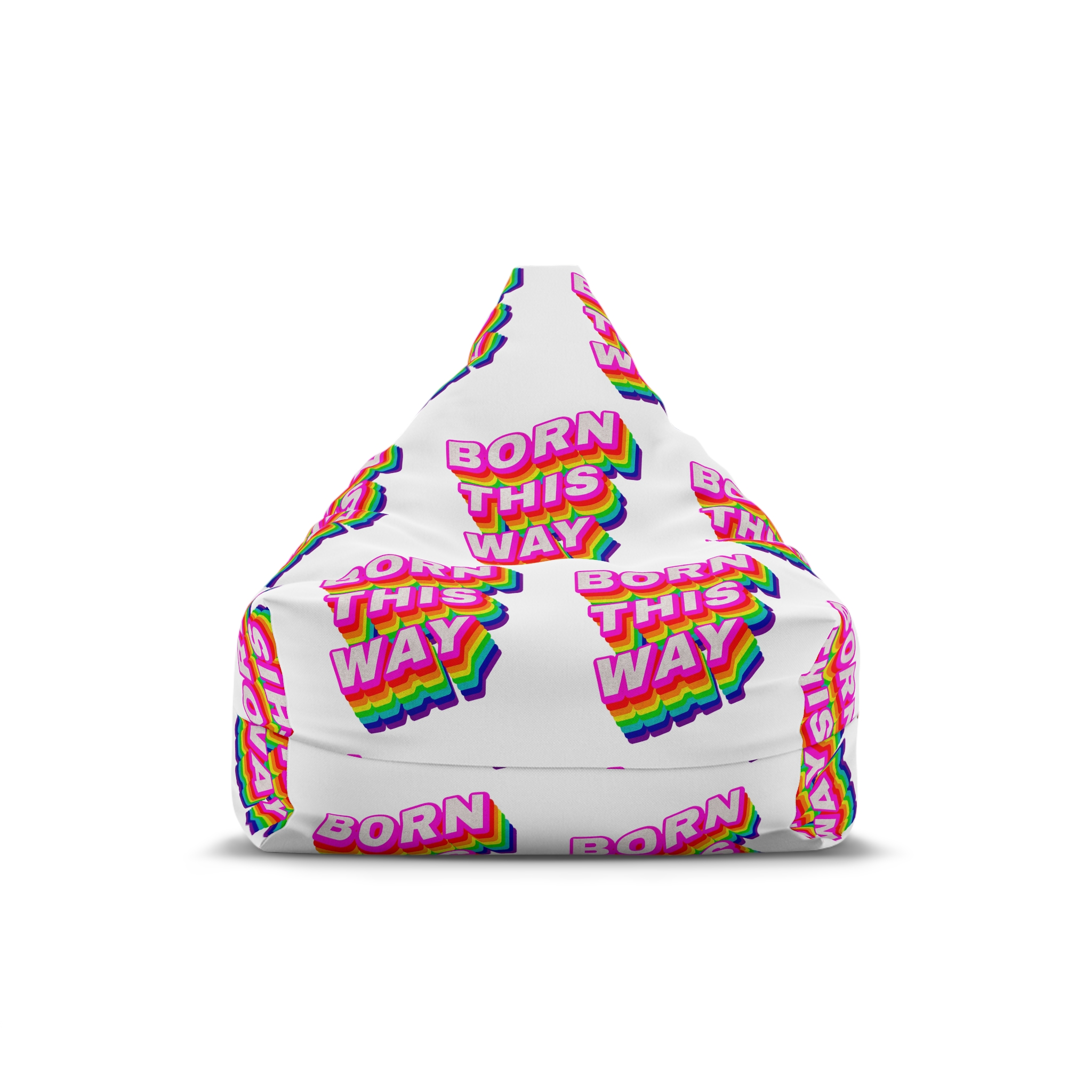 Rainbow Word Born This Way Typography Design Element Bean Bag Chair Cover