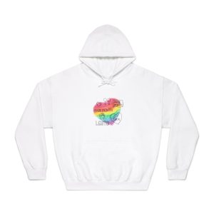 Lgbtq Hand Drawn Symbols Rainbow Coloured Heart Background Unisex Dryblend Hooded Sweatshirt