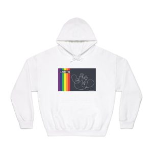 Lgbtq Pride Month Color Flag Dark Background With Female Couple Line Are Vector Illustration Unisex Dryblend Hooded Sweatshirt