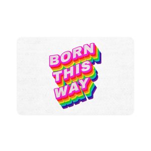 Rainbow Word Born This Way Typography Design Element Pet Food Mat 12x18