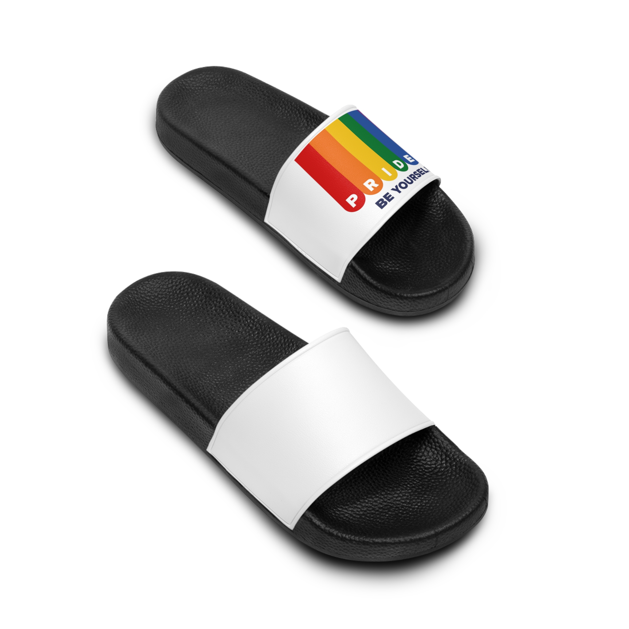 Lgbt Pride Month June Lesbian Gay Bisexual Transgender Lgbtq Flag Rainbow Vector(1) Mens Slide Sandals - Image 4